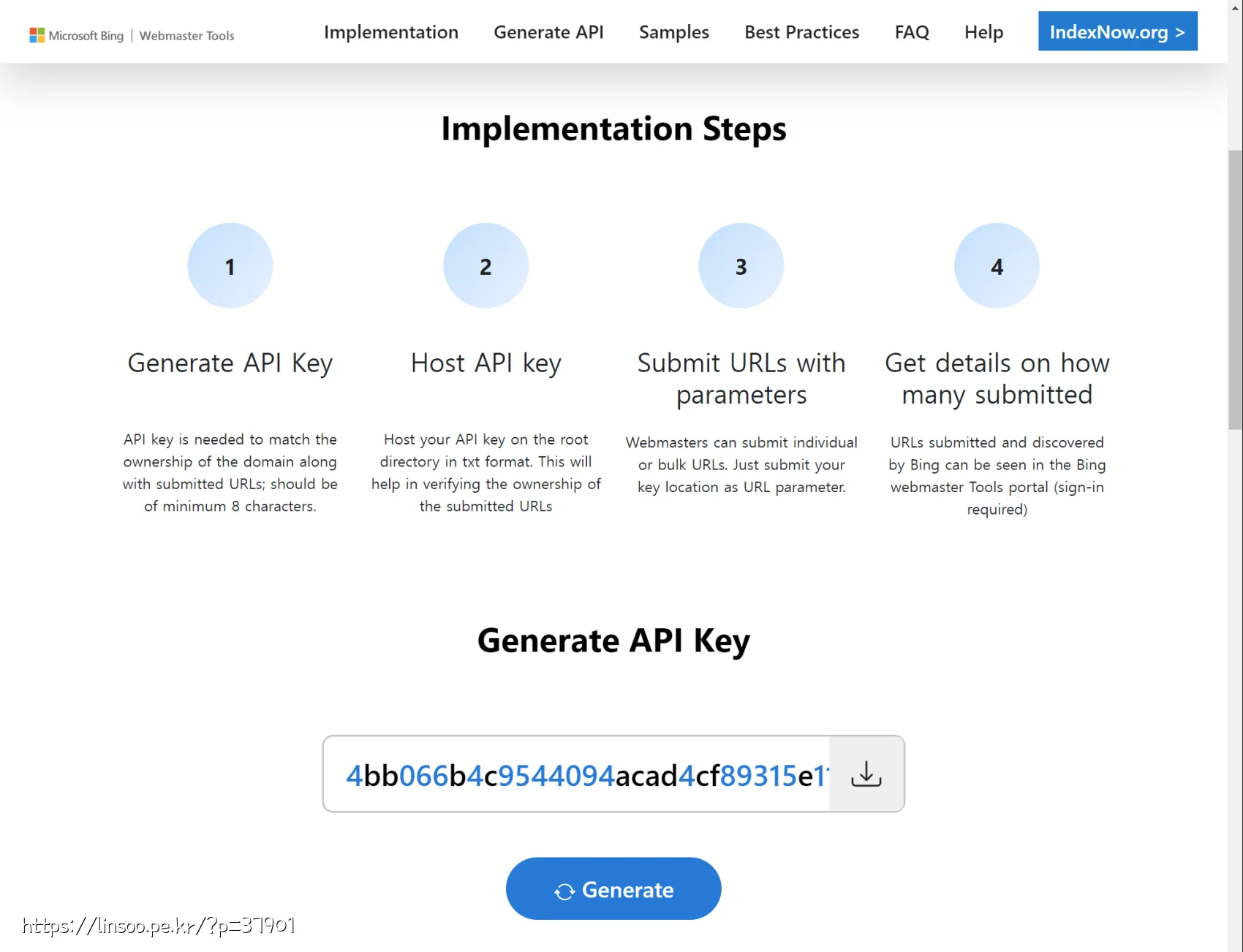 IndexNow Generate API Key