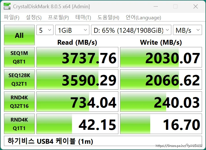 하기비스 케이블 테스트 결과