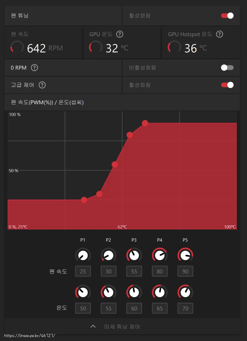 9070 Non제로팬 세팅 값