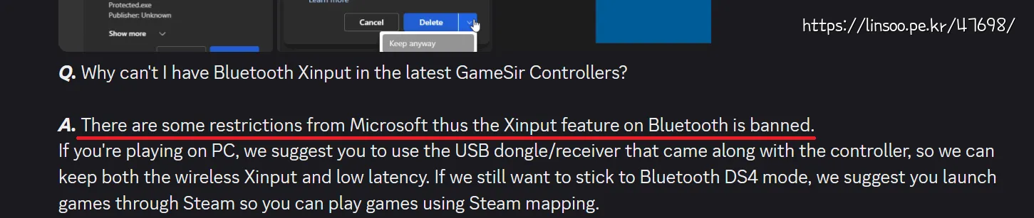 Why can't I have Bluetooth Xinput in the latest GameSir Controllers?